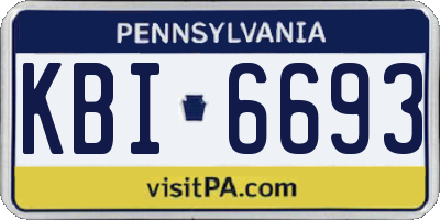 PA license plate KBI6693