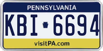 PA license plate KBI6694