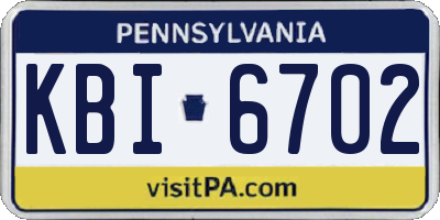 PA license plate KBI6702
