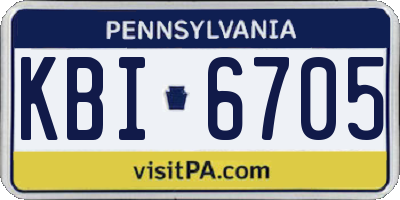 PA license plate KBI6705