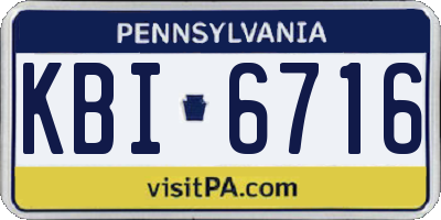 PA license plate KBI6716