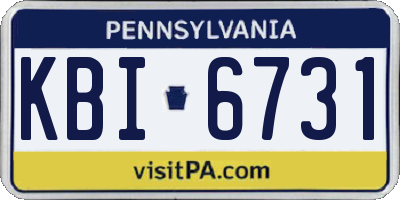PA license plate KBI6731