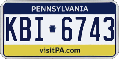 PA license plate KBI6743