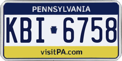 PA license plate KBI6758