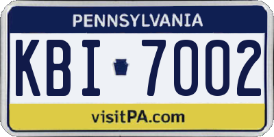 PA license plate KBI7002