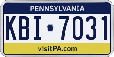 PA license plate KBI7031