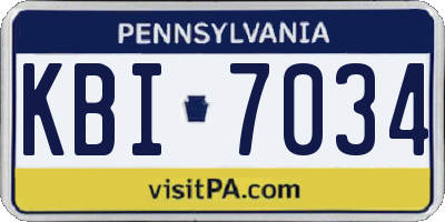 PA license plate KBI7034