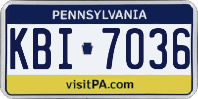 PA license plate KBI7036