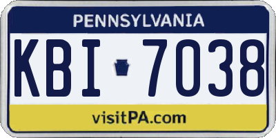 PA license plate KBI7038