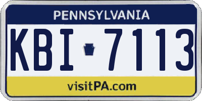 PA license plate KBI7113