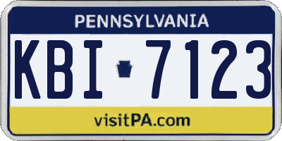 PA license plate KBI7123