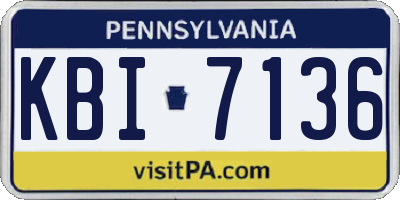 PA license plate KBI7136
