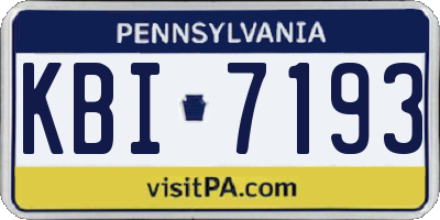 PA license plate KBI7193