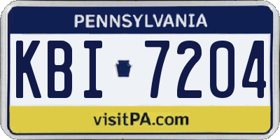 PA license plate KBI7204