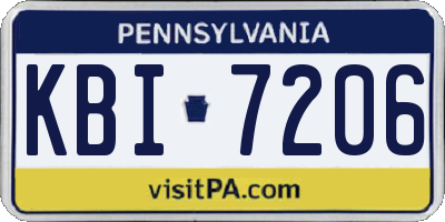 PA license plate KBI7206