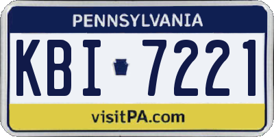 PA license plate KBI7221