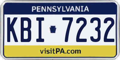 PA license plate KBI7232