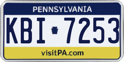 PA license plate KBI7253