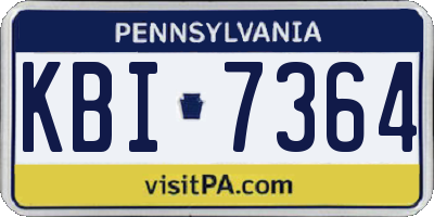 PA license plate KBI7364
