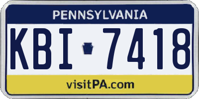 PA license plate KBI7418