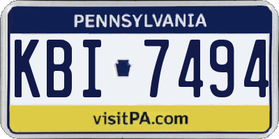 PA license plate KBI7494