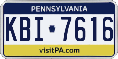 PA license plate KBI7616