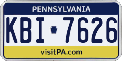 PA license plate KBI7626