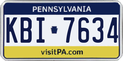 PA license plate KBI7634