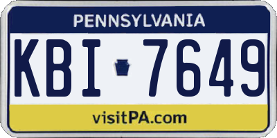 PA license plate KBI7649