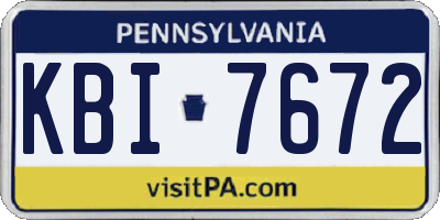 PA license plate KBI7672