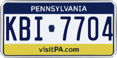 PA license plate KBI7704