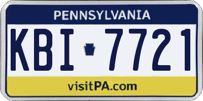 PA license plate KBI7721