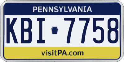 PA license plate KBI7758