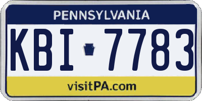 PA license plate KBI7783