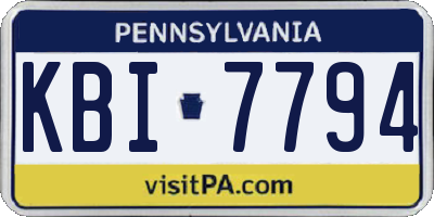 PA license plate KBI7794