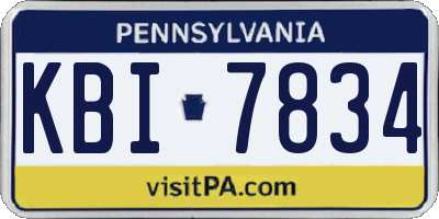 PA license plate KBI7834