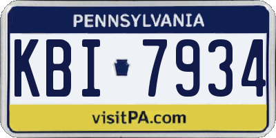 PA license plate KBI7934