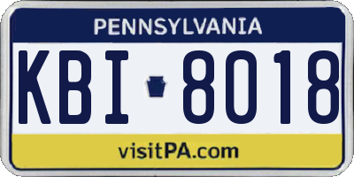 PA license plate KBI8018