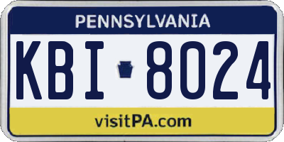 PA license plate KBI8024