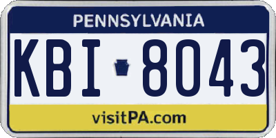 PA license plate KBI8043