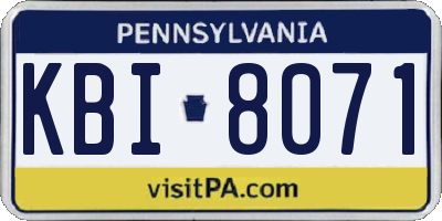 PA license plate KBI8071