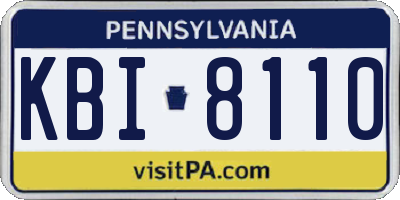PA license plate KBI8110