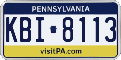 PA license plate KBI8113