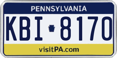 PA license plate KBI8170