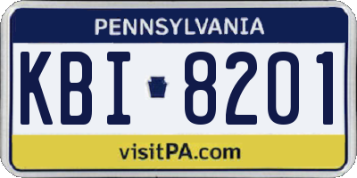 PA license plate KBI8201