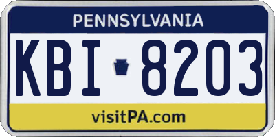 PA license plate KBI8203