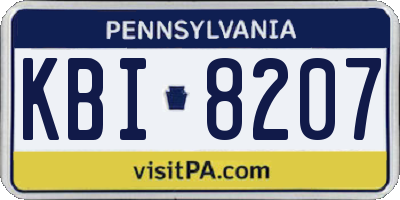 PA license plate KBI8207