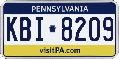 PA license plate KBI8209