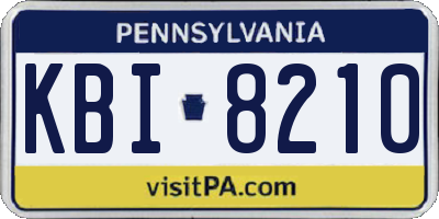 PA license plate KBI8210
