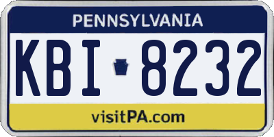 PA license plate KBI8232